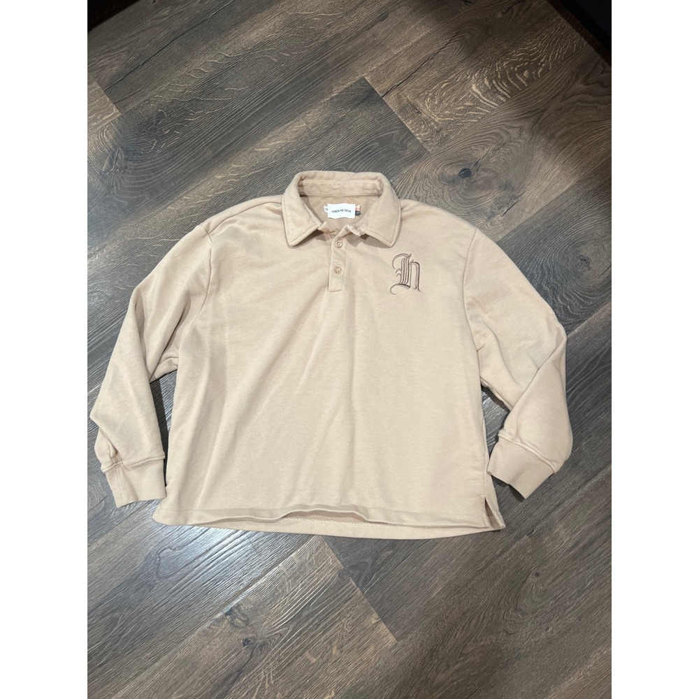 Honor The Gift Kids Long Sleeve Collared Sweatshirt Beige Logo Size‎ 10